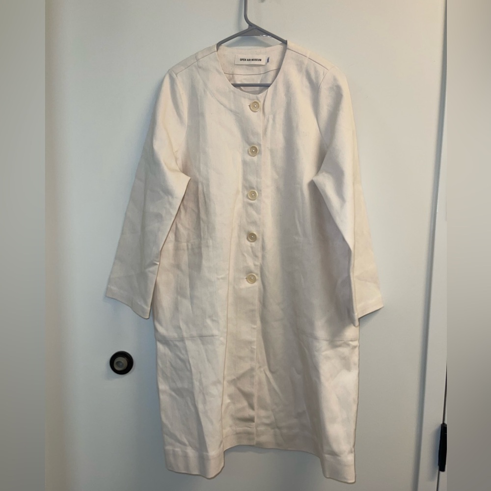 Open air museum Cream Button-Up Coat